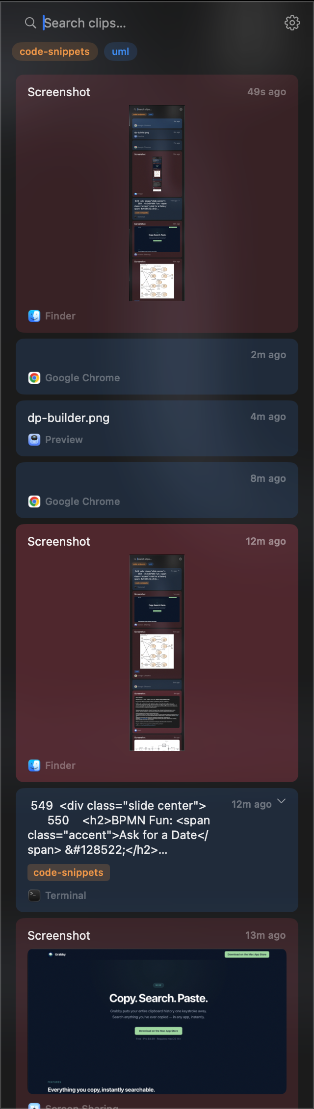 Grabby clipboard manager